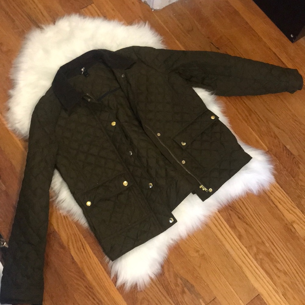 Jcrew green quilted jacket